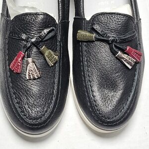 Vitaform Black Leather Tassel Loafers Slip On Low Wedge‎ Shoes Womens 6/36 NEW